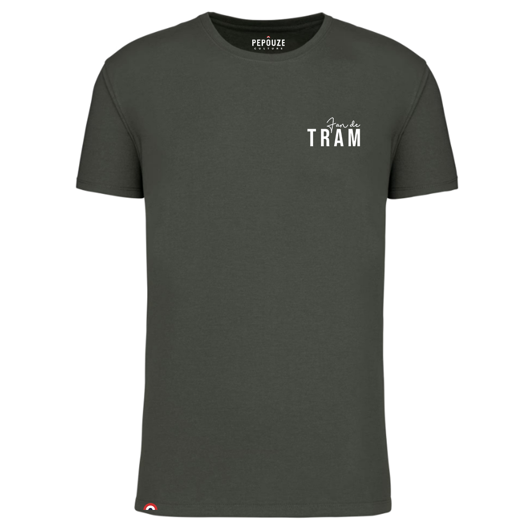 Tee-Shirt Adulte Fan de Tram Kaki Blanc
