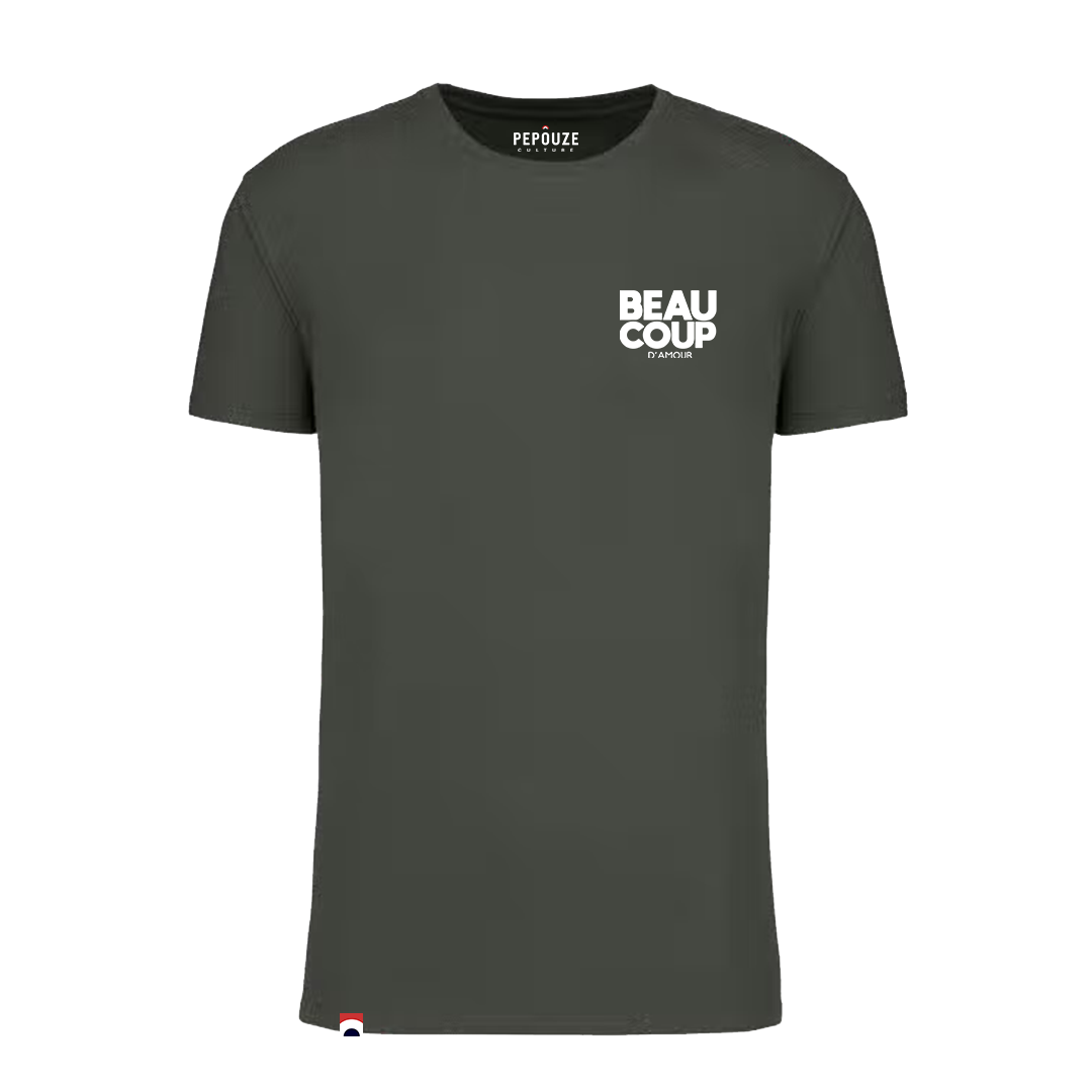 Tee-Shirt Adulte Beau Coup d'Amour Kaki Blanc
