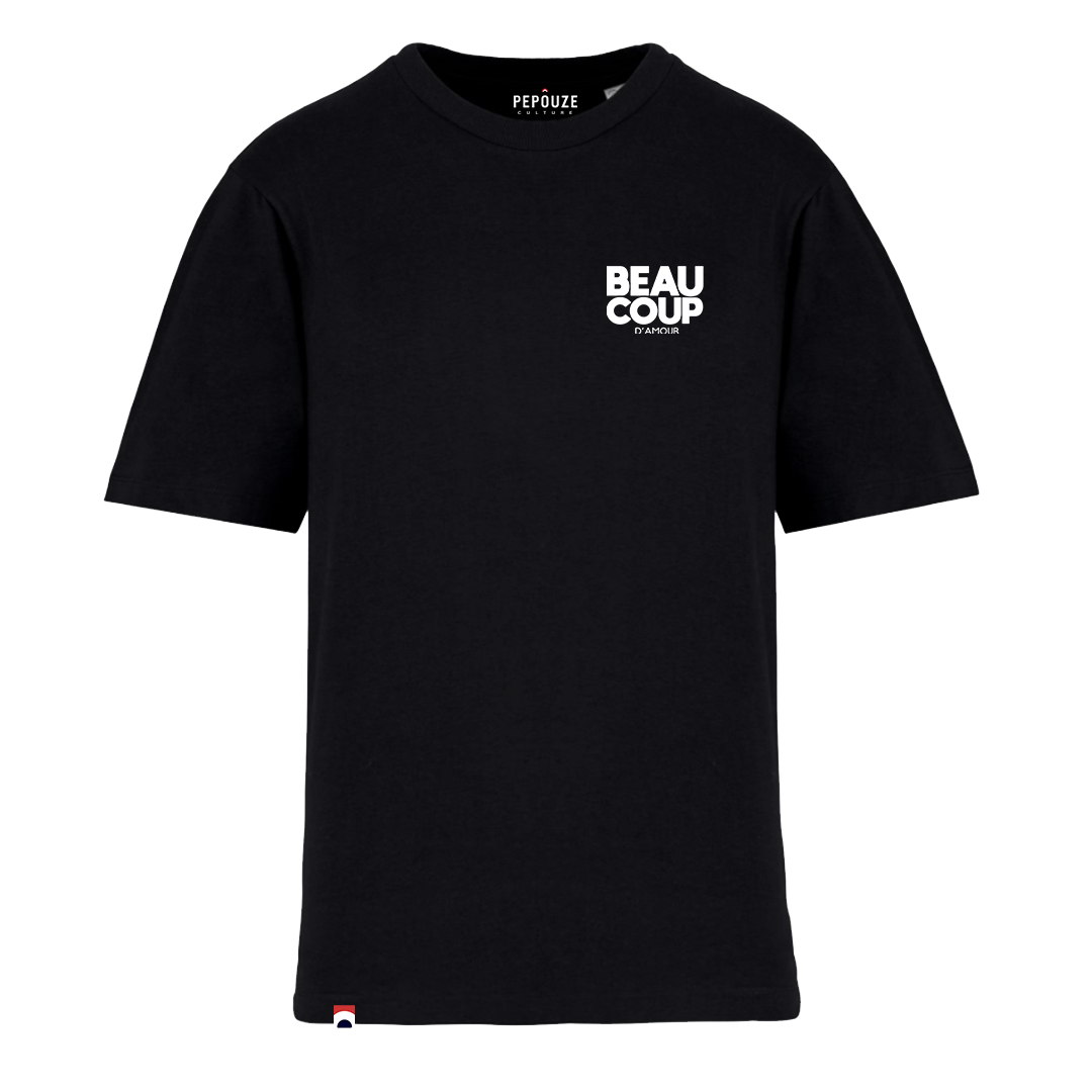 Tee-Shirt Femme Oversize Beau Coup d'Amour Noir Blanc