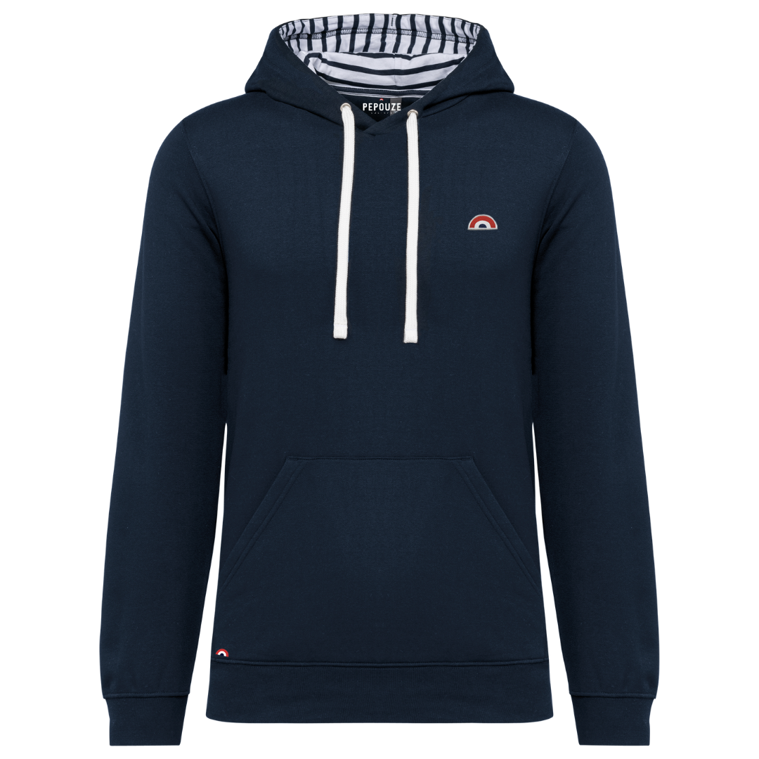 Sweat Adulte Capuche Arc en Ciel Bleu Marinière