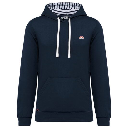 Sweat Adulte Capuche Arc en Ciel Bleu Marinière