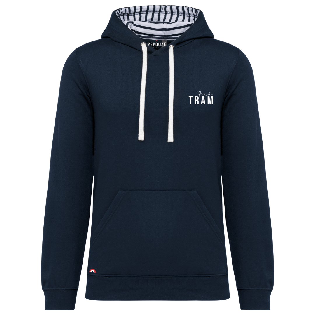 Sweat Adulte Capuche Fan de Tram Bleu Marinière