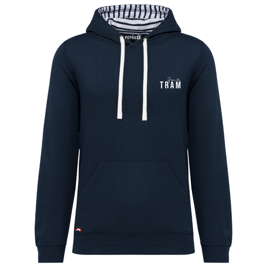 Sweat Adulte Capuche Fan de Tram Bleu Marinière