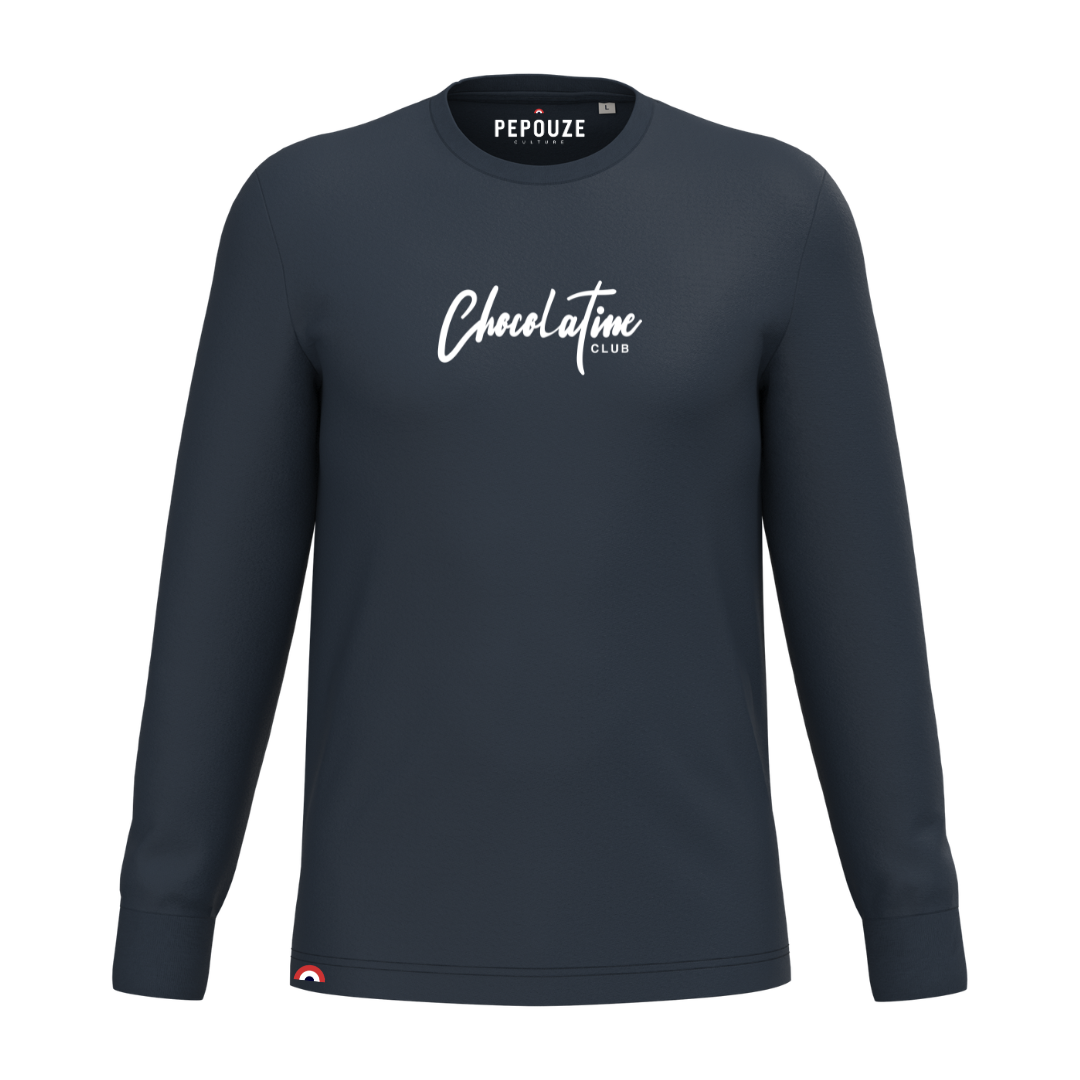 Tee-Shirt Manches Longues Adulte Chocolatine Bleu