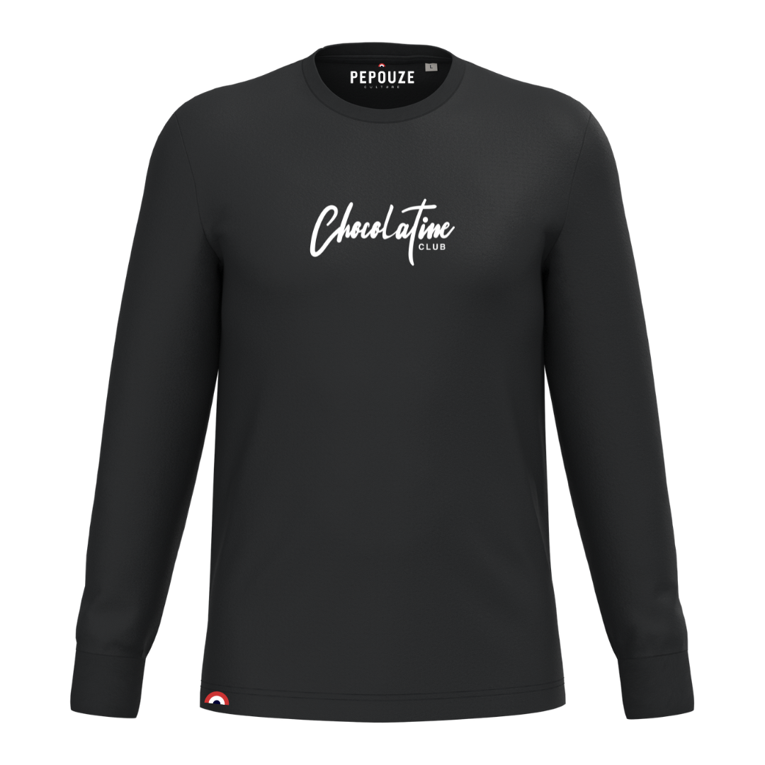Tee-Shirt Manches Longues Adulte Chocolatine Club Noir