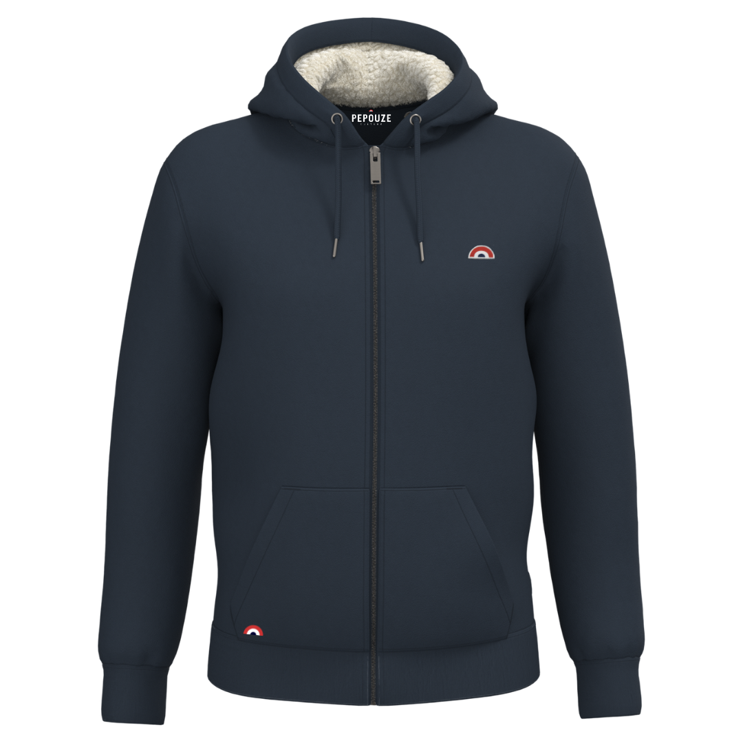 Sweat Adulte Capuche Zippé Sherpa Arc-en-Ciel Bleu