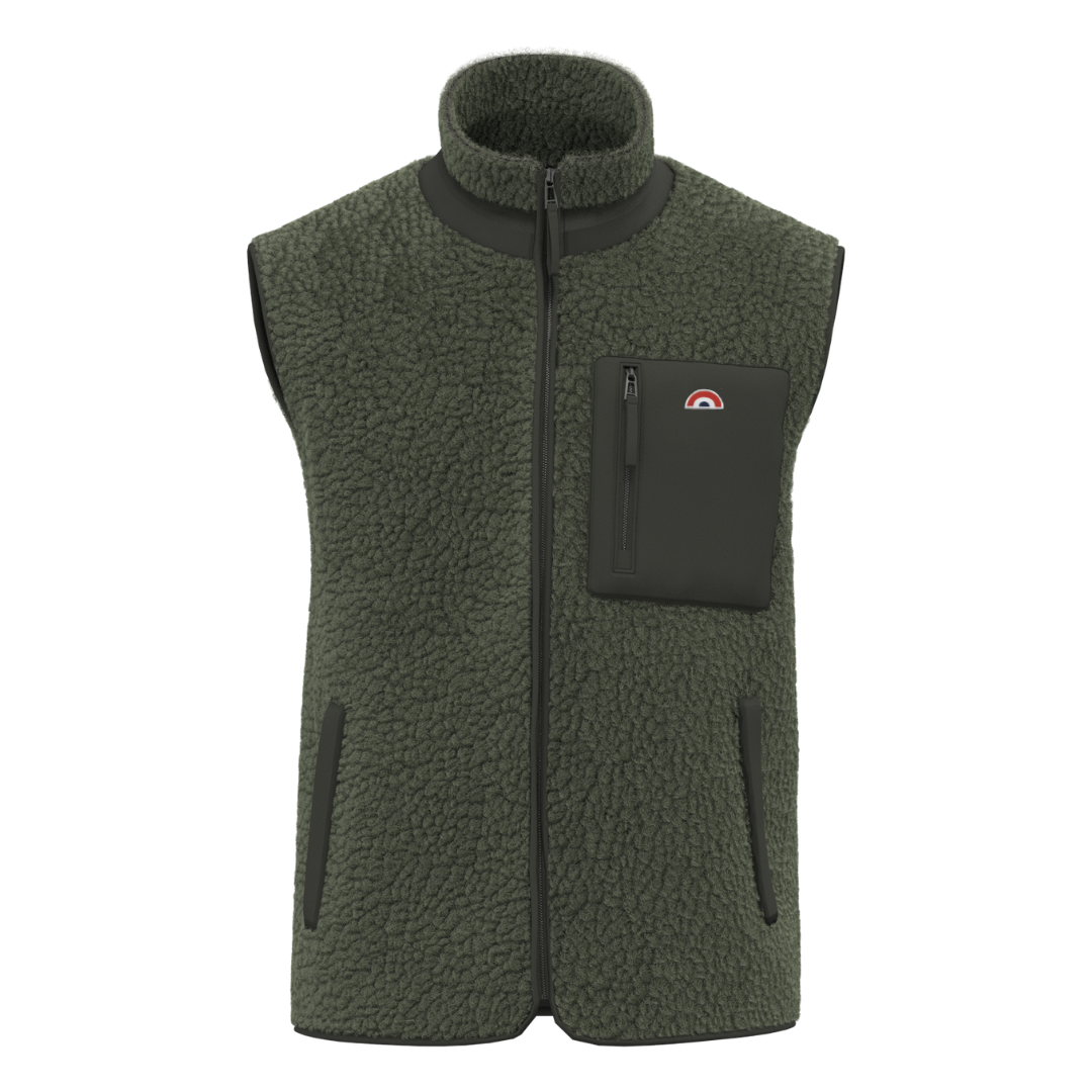 Veste Adulte Sans Manches Sherpa Arc-en-Ciel Kaki