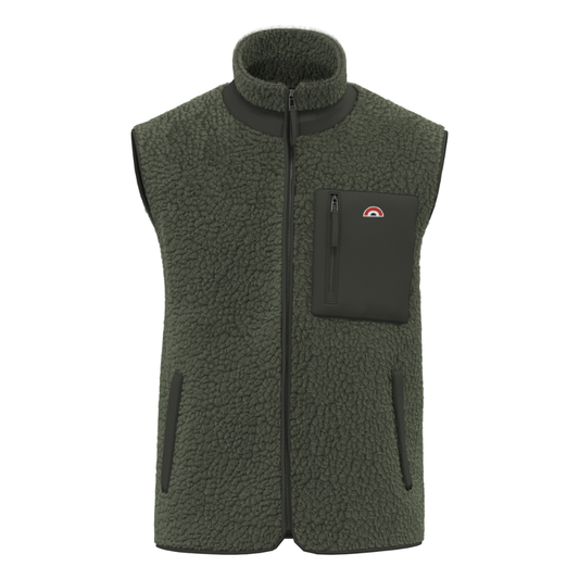 Veste Adulte Sans Manches Sherpa Arc-en-Ciel Kaki