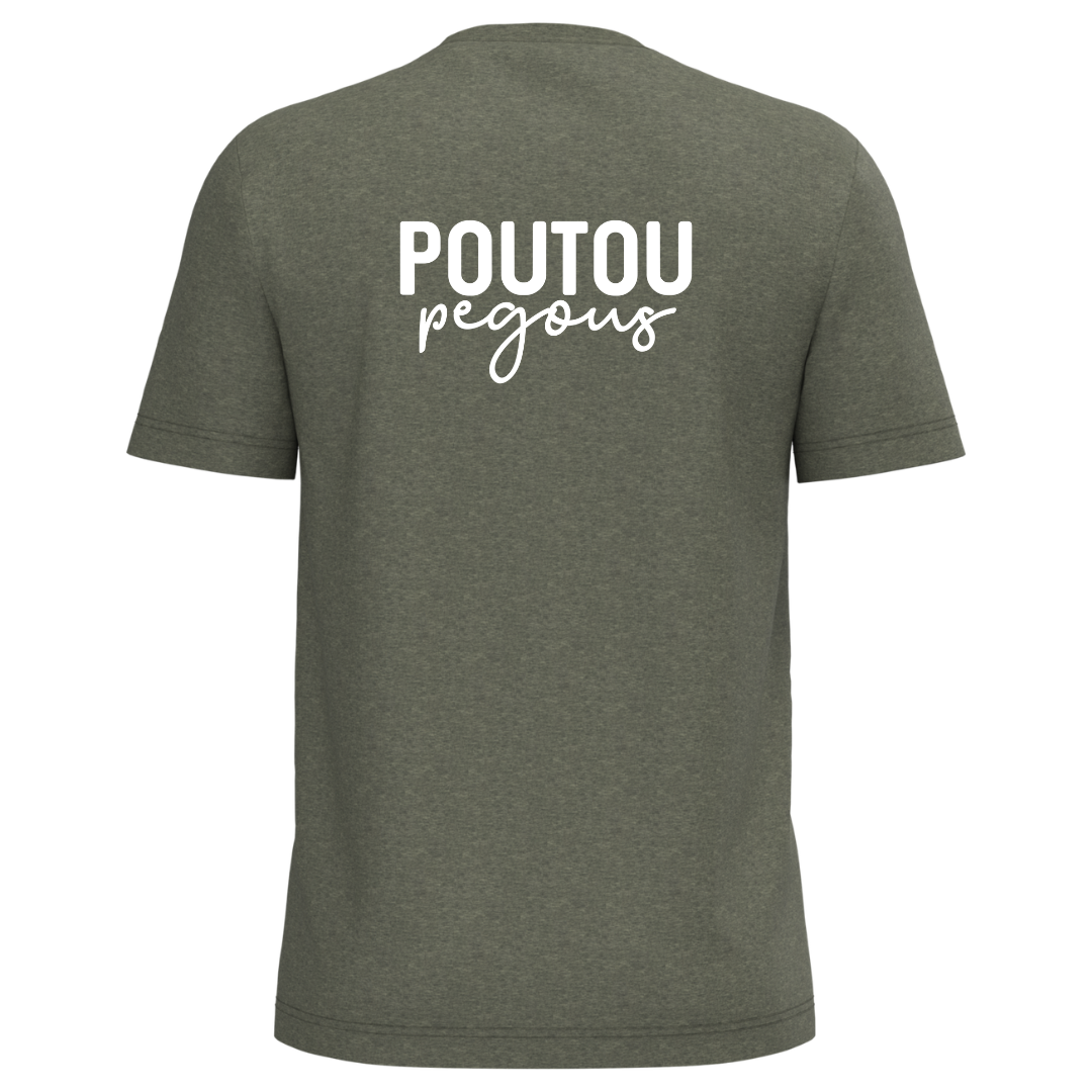 Tee-Shirt Adulte Poutou Pegous Kaki Blanc