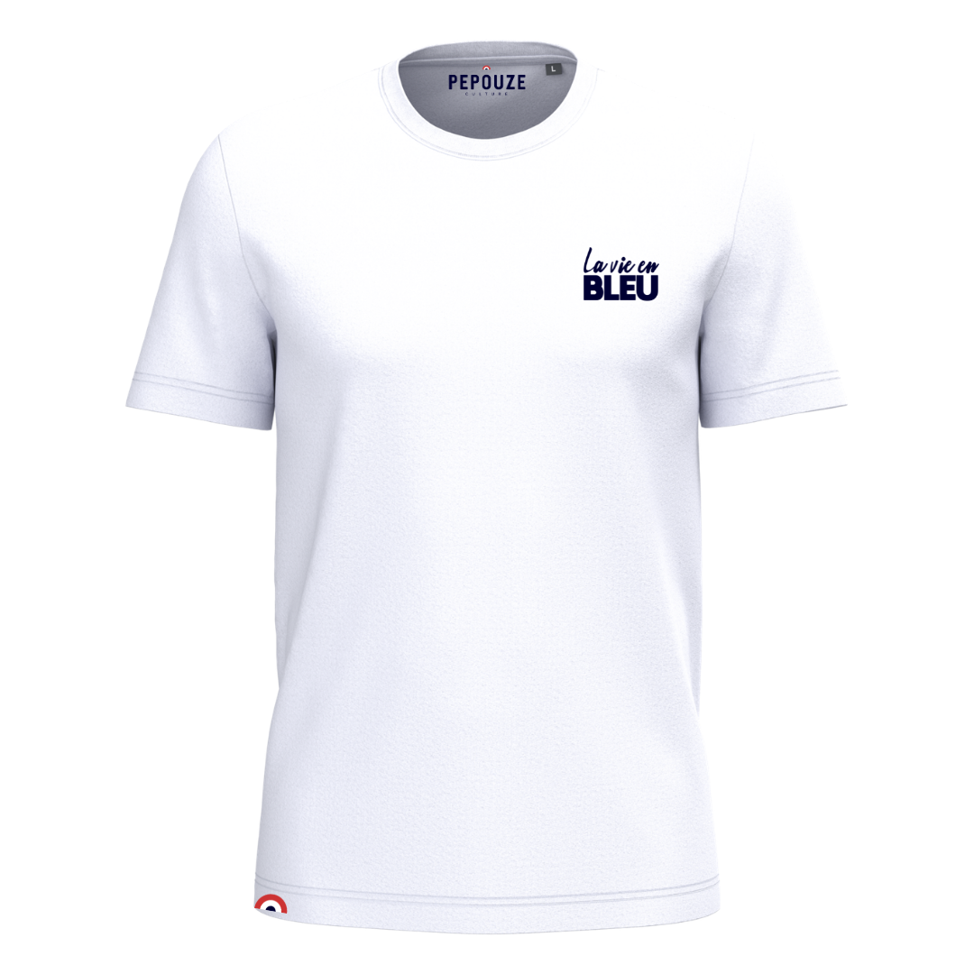 Tee-Shirt Adulte La Vie en Bleu Blanc Bleu