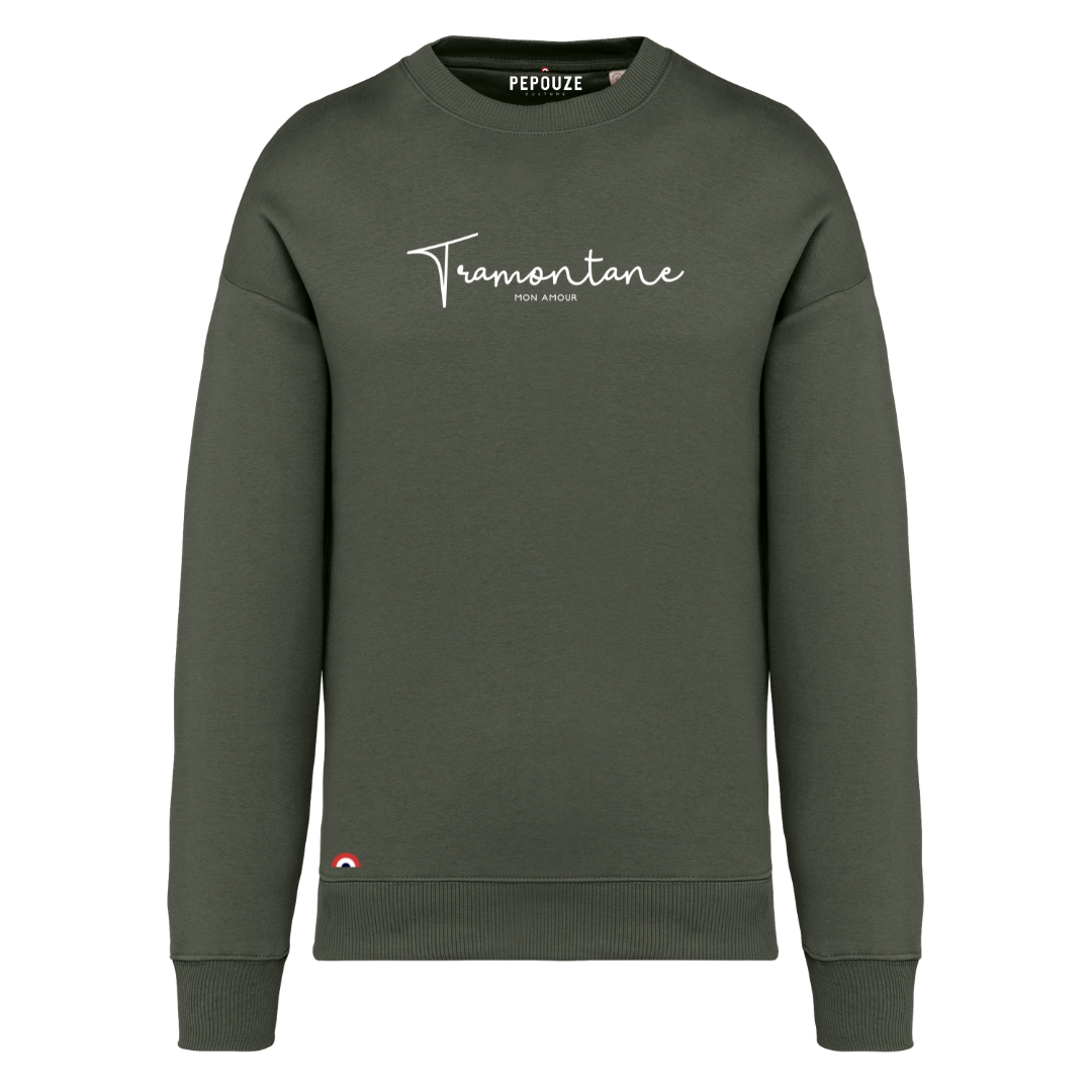 Sweat Adulte Tramontane Kaki Blanc