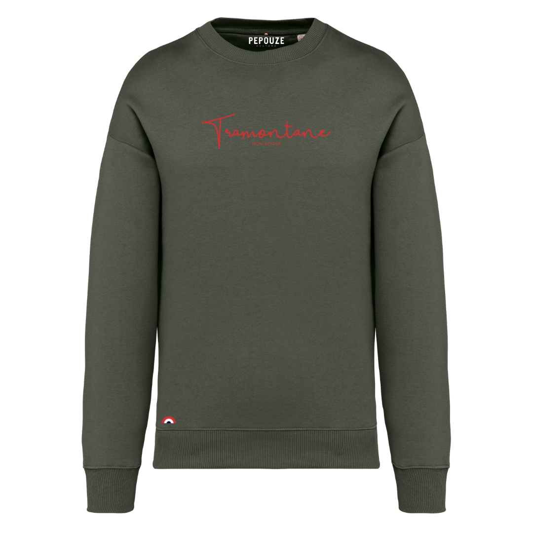 Sweat Adulte Tramontane Kaki Rouge