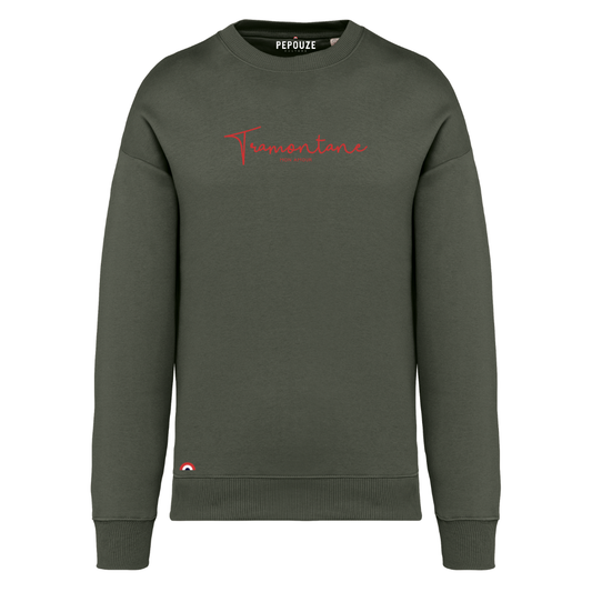 Sweat Adulte Tramontane Kaki Rouge