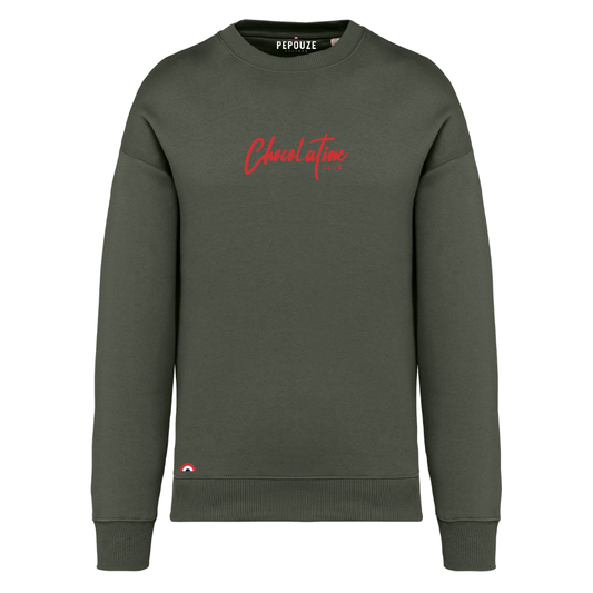 Sweat Adulte Chocolatine Club Kaki Rouge