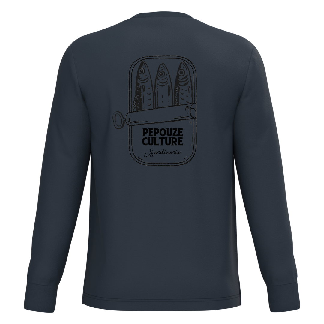 Tee-Shirt Manches Longues Adulte Sardinerie Bleu Noir