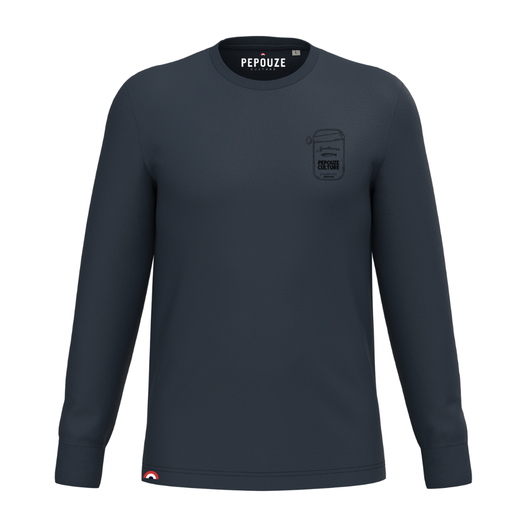 Tee-Shirt Manches Longues Adulte Sardinerie Bleu Noir