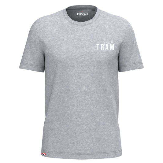 Tee-Shirt Adulte Fan de Tram Gris Blanc