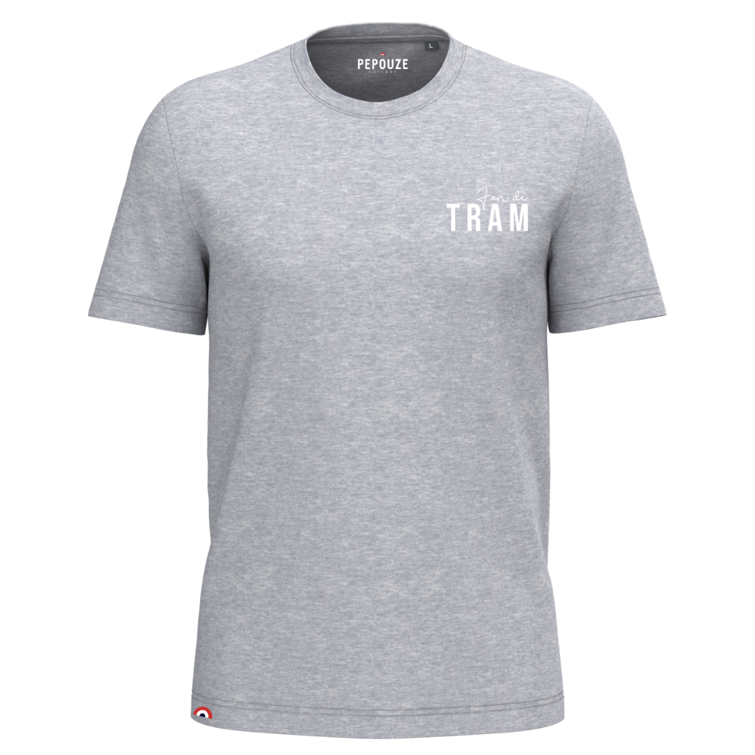 Tee-Shirt Adulte Fan de Tram Gris Blanc