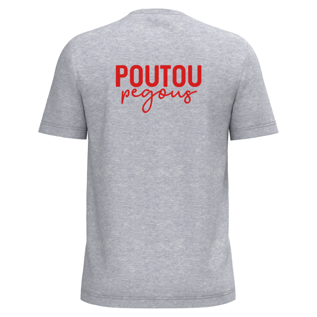 Tee-Shirt Adulte Poutou Pegous Gris Rouge
