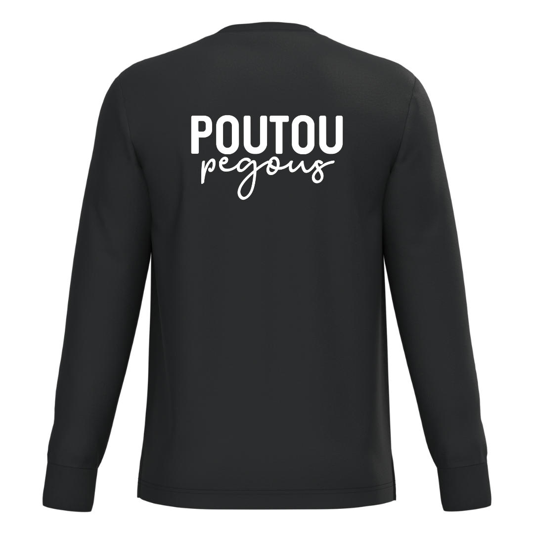 Tee-Shirt Manches Longues Adulte Poutou Pegous Noir Blanc