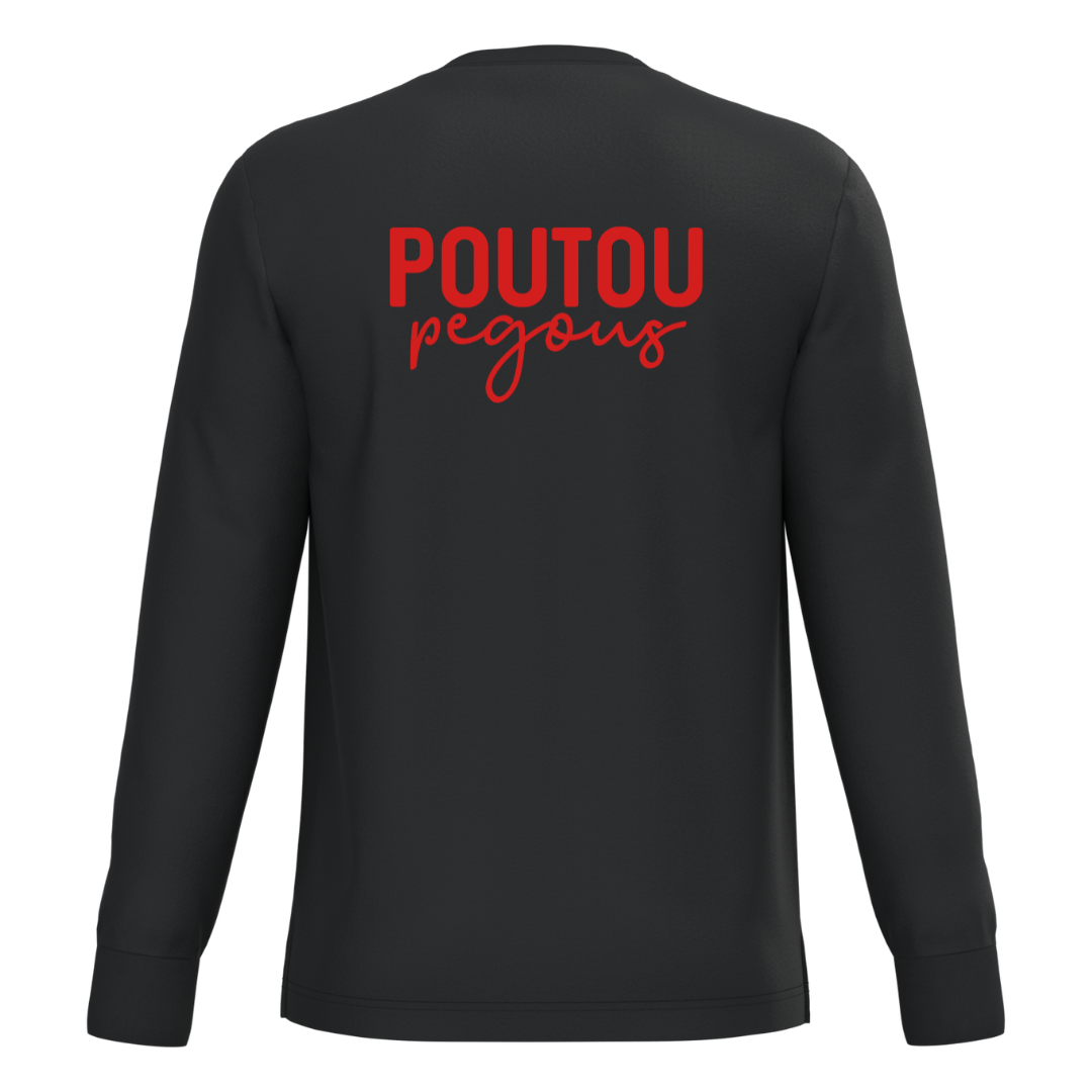 Tee-Shirt Manches Longues Adulte Poutou Pegous Noir Rouge