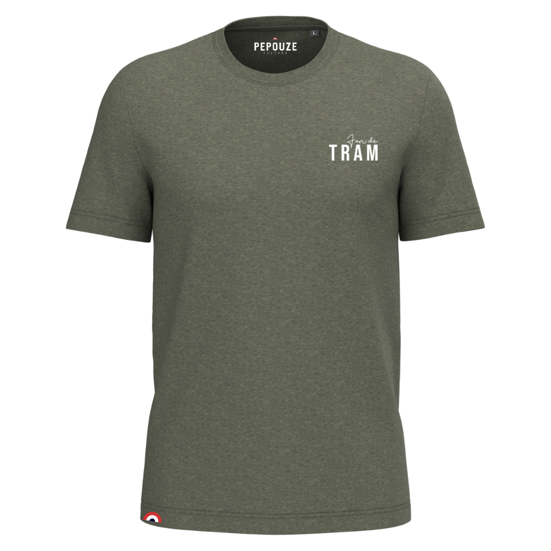 Tee-Shirt Adulte Fan de Tram Kaki Blanc