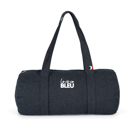 Sac Polochon La vie en BLEU Denim Blanc